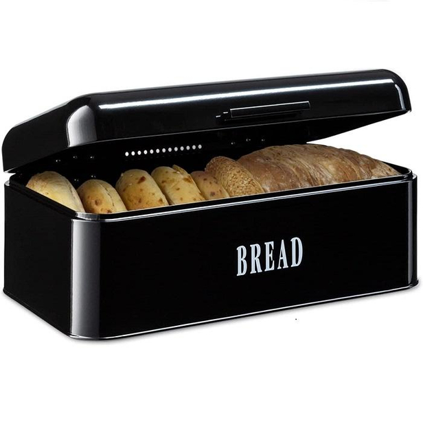 Bread Box Bread Bin with Hinged Lid Space Saving Storage Box for Longer & Fresher Meals Bread Buns Pastries & Cakes