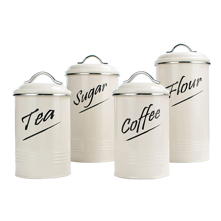 Food Storage Containers Set of 4 with Airtight Lid Kitchen Storage Canisters for Flour Sugar Tea Coffee