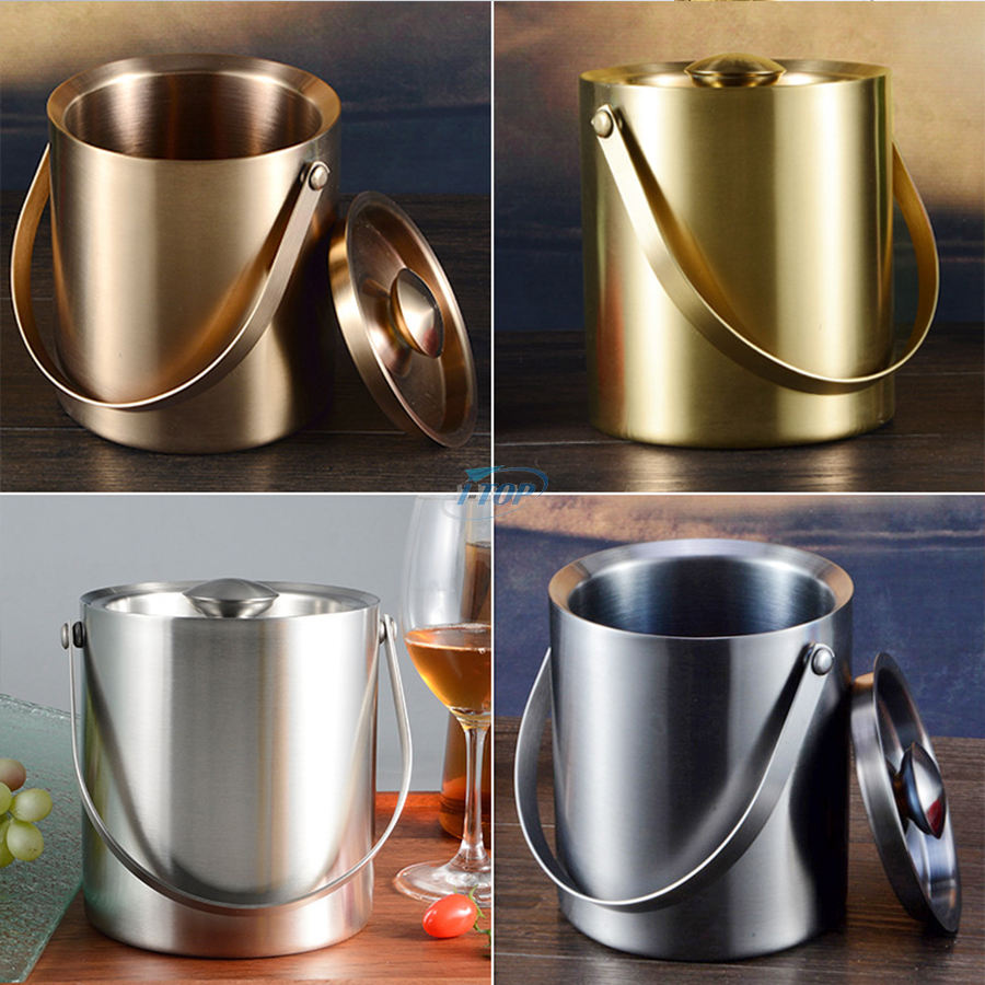 For Parties And Buffet Ice Bucket Large Ice Container Champagne Wine Bottles Stainless Steel Ice Bucket With Lid And Tong