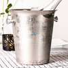 Custom Logo Barware Silver Double Walled Stainless Steel Insulated Ice Bucket with Lid and Tong