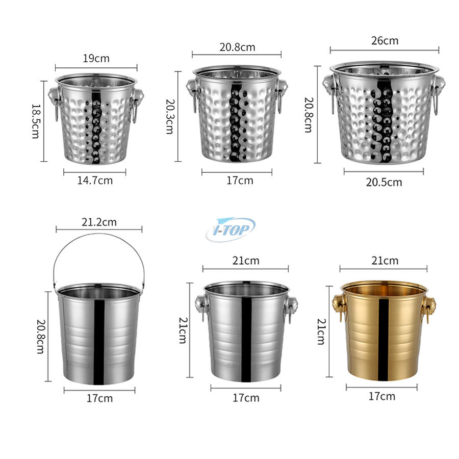 3 Liters Portable Double Wall Ice Bucket Stainless Steel Ice Bucket for Beverage Bucket