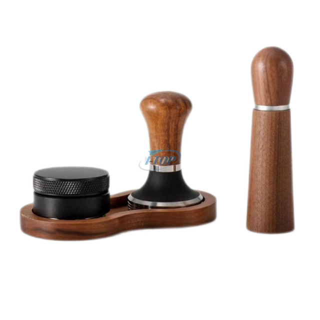 Coffee Tamping Set Wooden Handle coffee Hammer tamping Kit & Tool with coffee Stirrer for Distribution