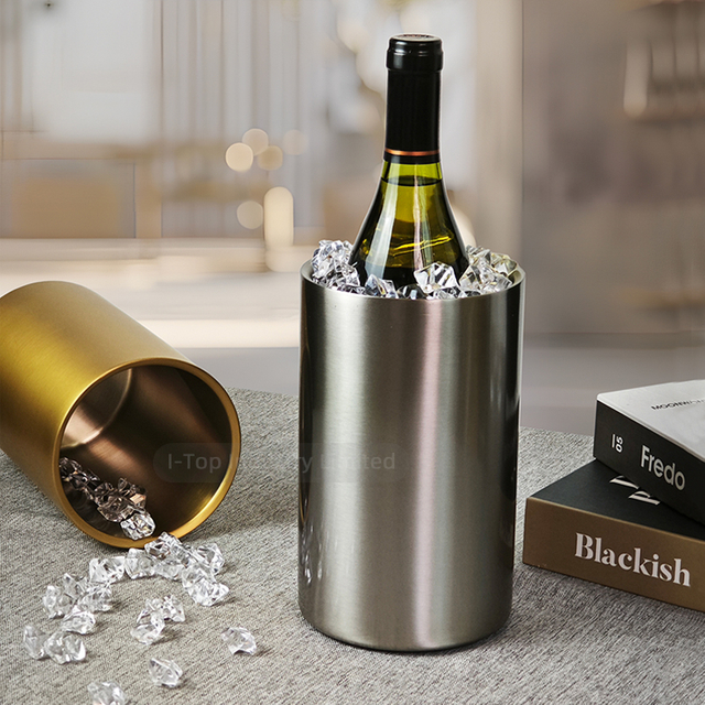 High Quality Stainless Steel Ice Bucket Double Layer Insulation Wine Cooler Champagne Bucket