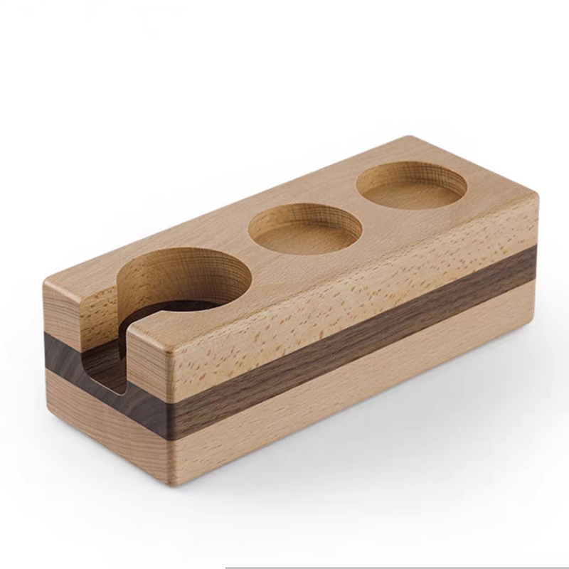 Natural Walnut Wood Coffee Knock Box Coffee Tamper Station Tamper Stand