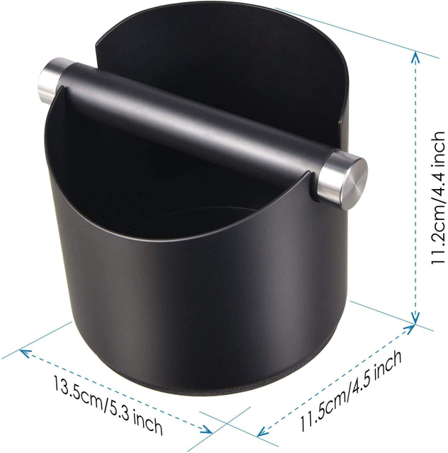 Coffee Knock Box, Black Espresso Knock Box with Removable Knock Bar And Non-Slip Base Dishwasher Safe, Stainless Steel