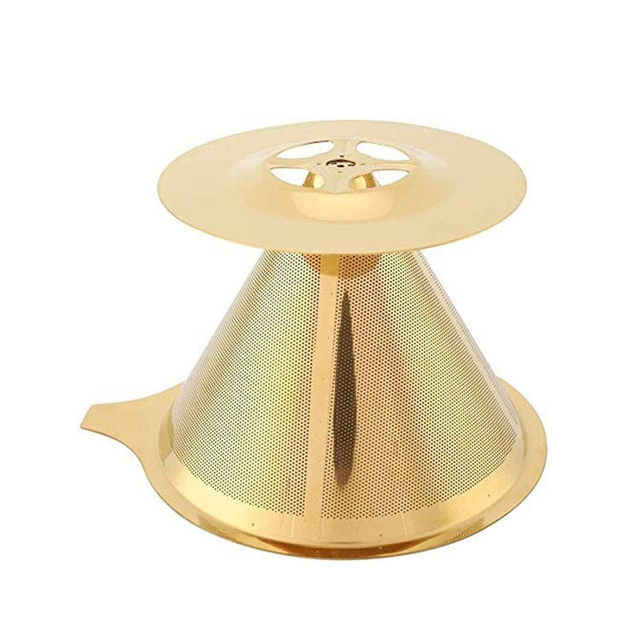 Reusable Coffee Filter Drip Strainer Coffee Dripper Stainless Steel Metal Gold Mesh Strainer Cone Coffee Filter