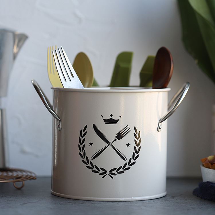 American country style retro tableware chopsticks cage drain knife fork kitchen baking supplies storage barrel