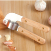 High Quality Professional Garlic Press Stainless Steel Garlic Presser Chopper With Wooden Handle