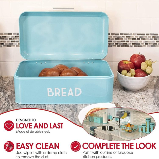 Kitchen Metal Stainless Steel Rectangle Bread Storage Bin Boxes Food Container