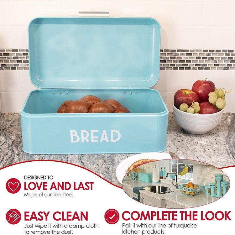 Kitchen Metal Stainless Steel Rectangle Bread Storage Bin Boxes Food Container