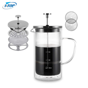 I-TOP GFP06 350ml 600ml 1000ml Bamboo Lid Cafetiere Prensa Francesa Travel Coffee Stainless Steel French Press