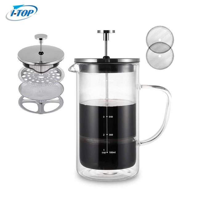 I-TOP GFP06 350ml 600ml 1000ml Bamboo Lid Cafetiere Prensa Francesa Travel Coffee Stainless Steel French Press