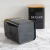 High Grade Metal tea coffee sugar Container Kitchen Food Storage Canister Set With Wooden Lid Jar