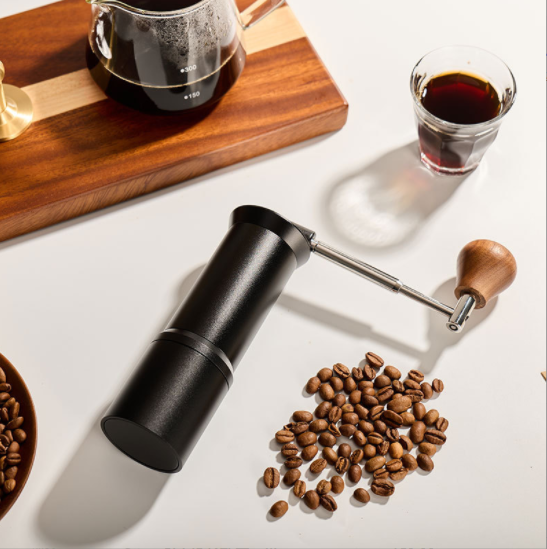 Camping Portable Manual Coffee Grinder Stainless Steel CNC420 Burr Eco Friendly Wood Handle Coffee Grinder Folded Easy Carry