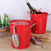 Ice Storage with Lid Scoop and Carry Handles for Parties Backyard Barbecues Picnics Camping Galvanized Steel Ice Bucket