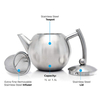 34oz/50oz stainless steel teapot with infuser for loose tea insulation keeps tea warm for longer tea pot