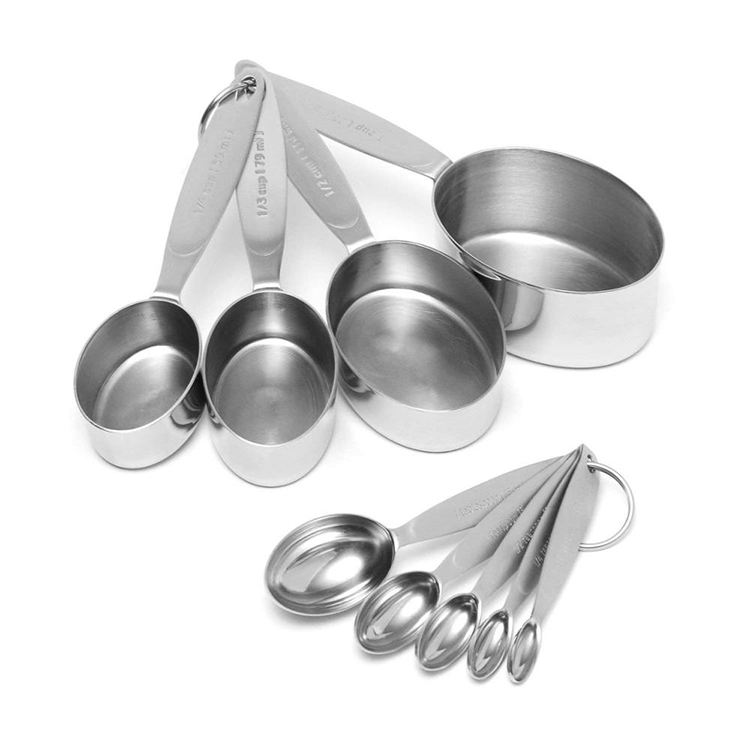 Wholesale Kitchen Cooking Baking Uses Rose Gold Heavy Duty Mirror Polished Stainless Steel Measuring Spoons And Cups Set 2 buyer