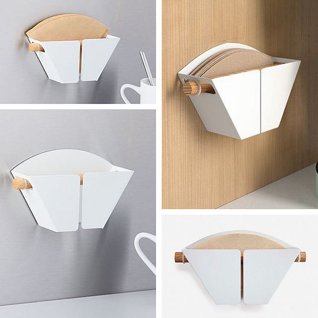 Hand-brewed coffee filter paper holder storage box fan-shaped V60 filter paper holder refrigerator magnetic absorption tray