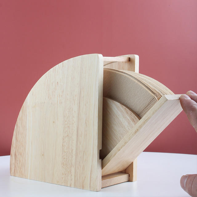 dust cover coffee powder filter paper holder for hotel home kitchen bar cafe wooden hand brew coffee filter paper holder