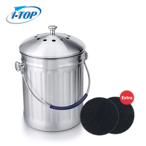 1.0 Gallon Indoor Kitchen Compost Pail Countertop Stainless Steel Compost Bin with Lid Sealed