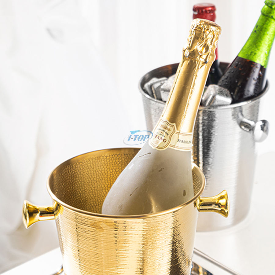 Custom Logo 5.35 Gallons stainless steel ice bucket Metal Drink Tub Twine Ice Bucket With Lid And Ice Scoop
