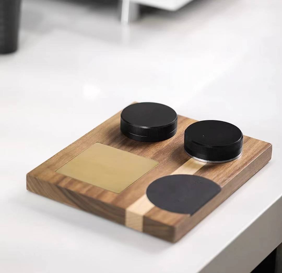 Espresso Tamper Base Accessories Organizer Box Compatible with All Size Espresso Brand Accessories Walnut Tamping Station
