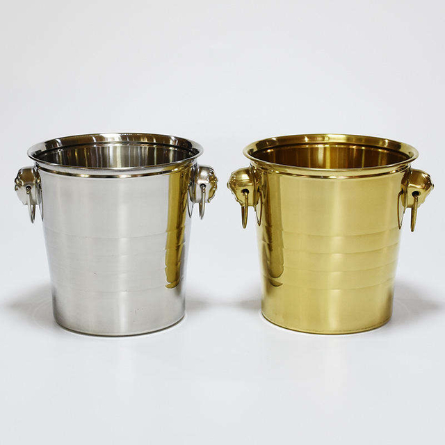 Metal Double Wall Ice Bucket with Lid, Ice Tongs and Strainer 3L Insulated Ice Bucket for Cocktail Bar, Wine, Bar Accessories