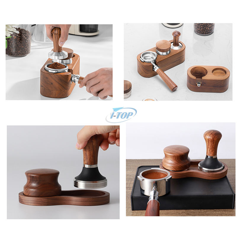 Coffee Filter Tamper Holder 58mm Wooden Espresso Tamper Mat Stand Tamping Station Espresso Tamper Holder with Nonslip Feet