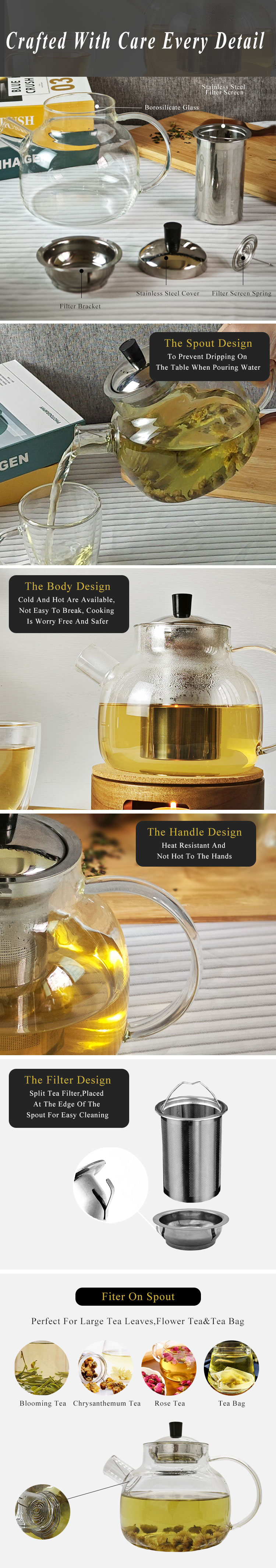 High Borosilicate Glass Teapot With Glass Infuse