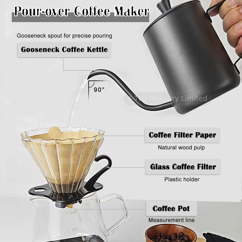 Manual Hand Grinder Coffee Accessories Stainless Steel Coffee Kettle Pour Over Drip Pot Coffee Maker Set