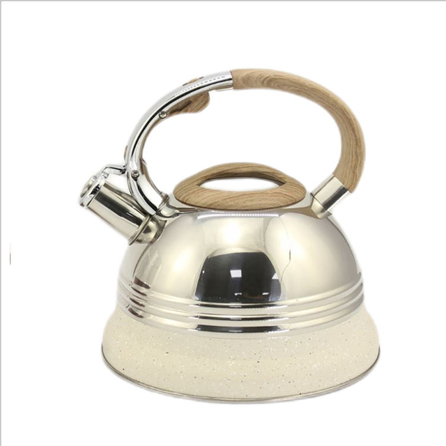 IT-CP1059 Manufacturer wholesale whistle stainless steel teapots kettle with wooden handle Whistling gas Kettle