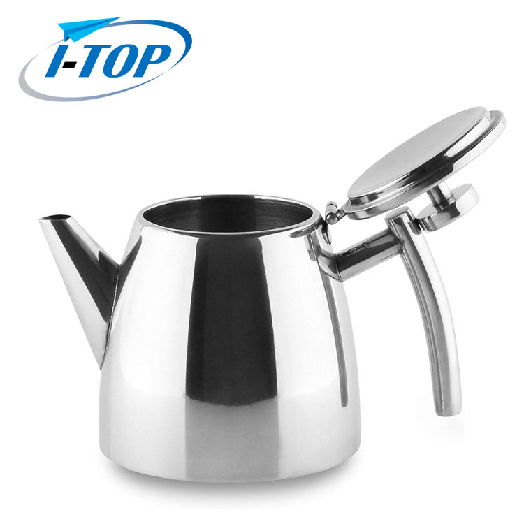 Stainless Steel tea pot Double walled 1.2L tea infuser Heat resistant Teapot with infuser