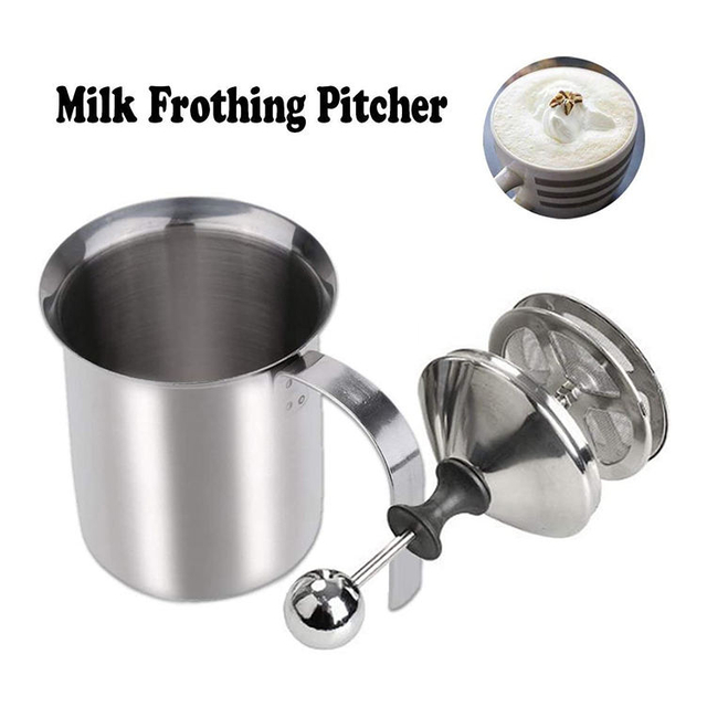 Milk Frother HomeGoal Stainless Steel Manual Milk Frother Handheld Coffee Milk Frothing Pitchers