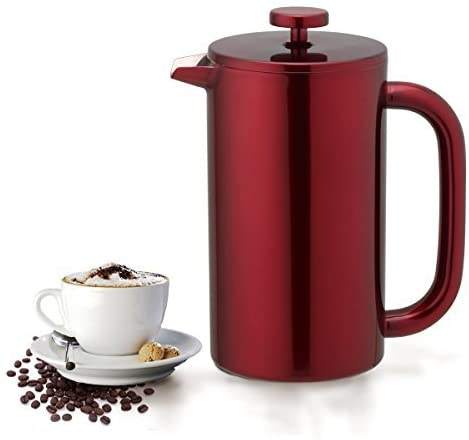 304 Stainless Steel French Press Coffee Maker Includes Clip Scoop Fingerprint Resistant Double Wall Insulated