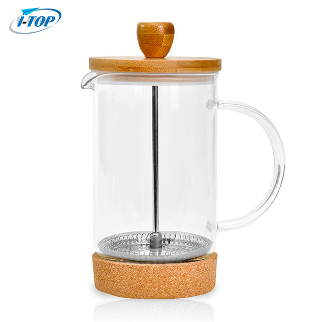 I-TOP GFP12 new Styles Glass Portable Bamboo French Press With Handle