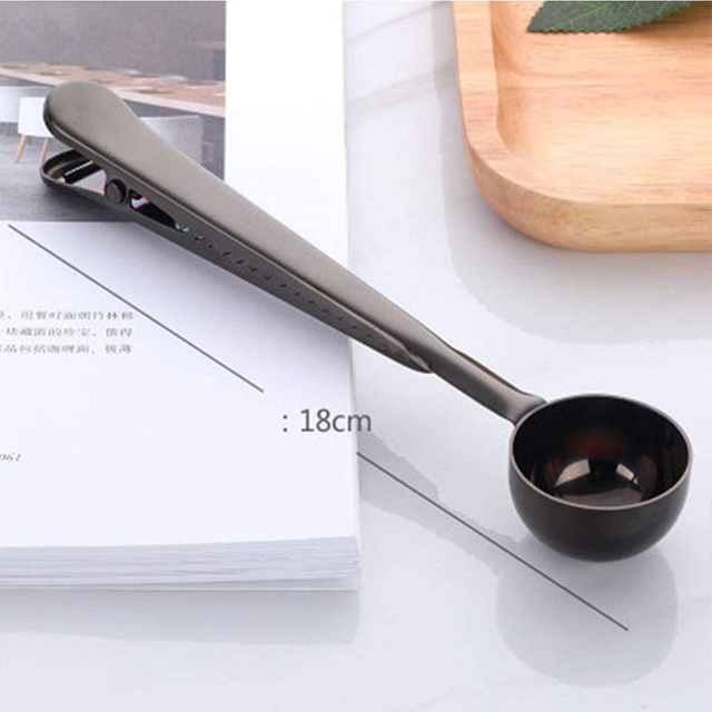Colorful Measure Spoon Food Grade Metal Coffee Scoop Gold Stainless Steel Coffee Measuring Spoon Scoop With Sealing Clip