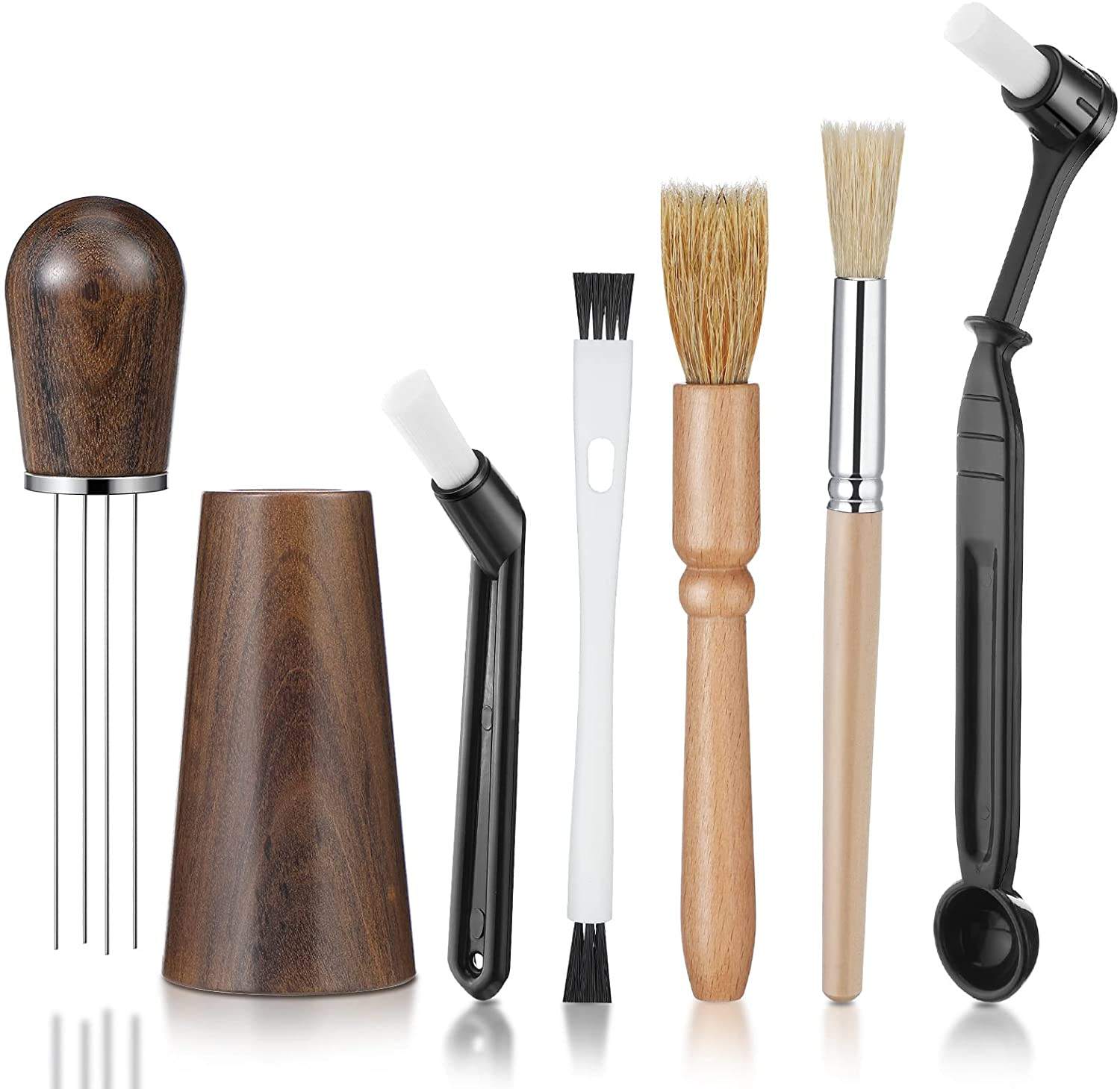 Espresso Coffee Distribution Tool Sandalwood Handle and Base Professional Espresso WDT Tool Coffee Needle Stirrer