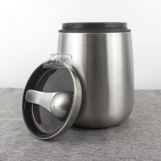 Amazon Top Seller Metal Coffee Canister Stainless Steel with Airtight Seal Lid Can Jar