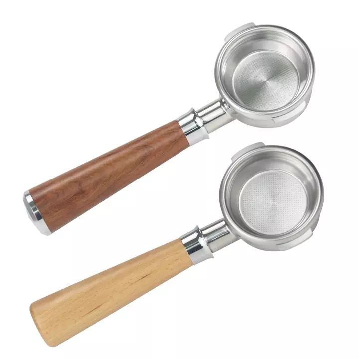 Ecocoffee 51mm Coffee Espresso Bottomless Wooden Handle Coffee Portafilter For Delonghi