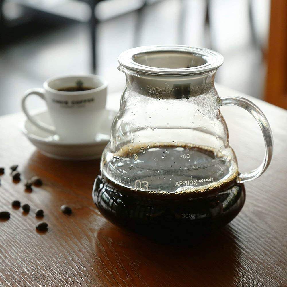 High Quality Borosilicate Glass Stainless Steel Filter Pour over Coffee Dripper