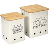 Food Storage Container With Bamboo Lid & Aerating Tin Storage Hole for Potato Onion and Garlic Canister Sets for Kitchen Counter