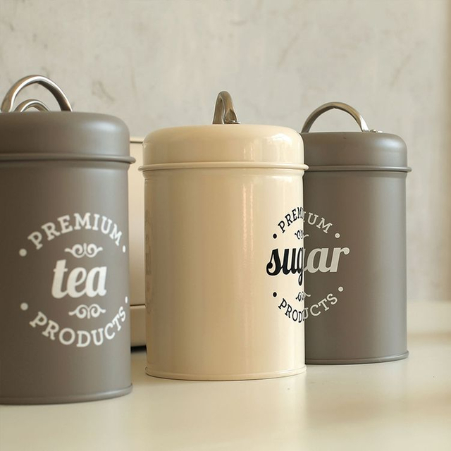 Premium Round Food Airtight Storage Jars Stainless Steel Cookies Coffer Tea Sugar Food Container Canister Set With Lid