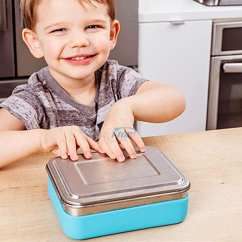 New Arrival leakproof 3 compartments school kids bento style food storage container lunchbox stainless steel bento lunch box for