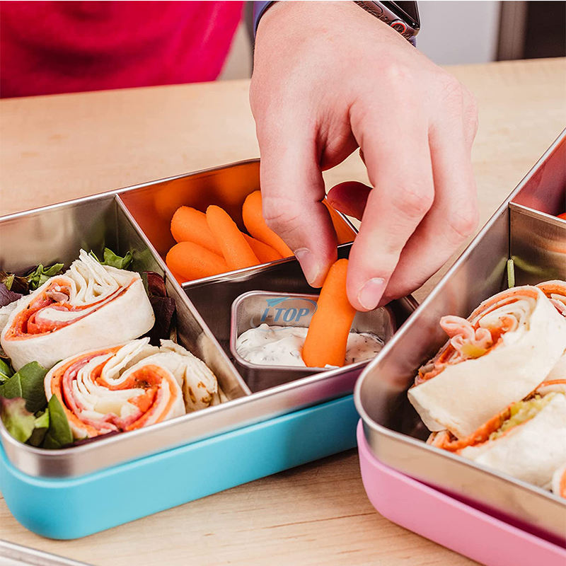 New Arrival leakproof 3 compartments school kids bento style food storage container lunchbox stainless steel bento lunch box for