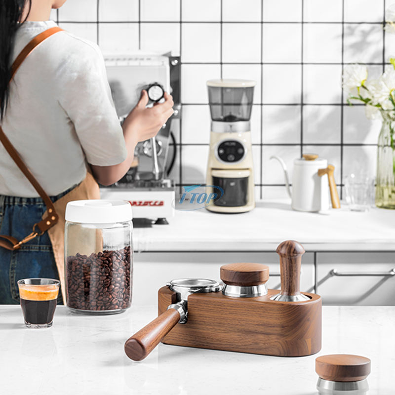 Coffee Tamping Set Wooden Handle coffee Hammer tamping Kit & Tool with coffee Stirrer for Distribution