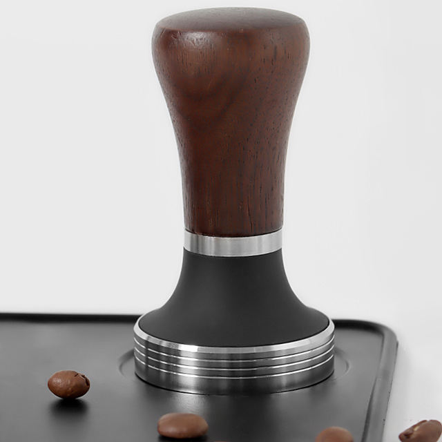 Handheld Stainless Steel Espresso Press with Wooden Handle for Coffee Grounds Coffee Tamper