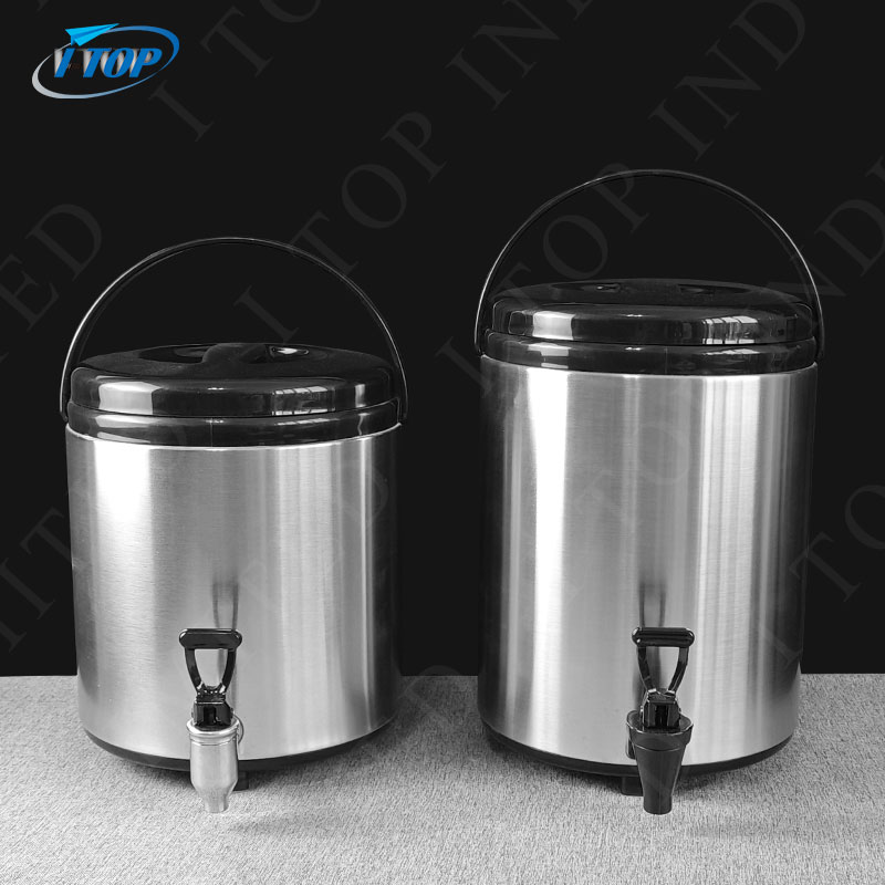 Stainless Steel Commercial Hot Water Drink Dispenser Insulated Coffee Thermos Keep Warm Barrel Milk Tea Bucket with Tap