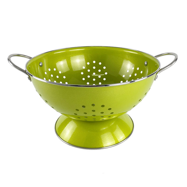 23cm 28cm Enamelware Powder Coated Custom Logo Fruit Food Strainer Enamel Colander With Stainless Steel Rim