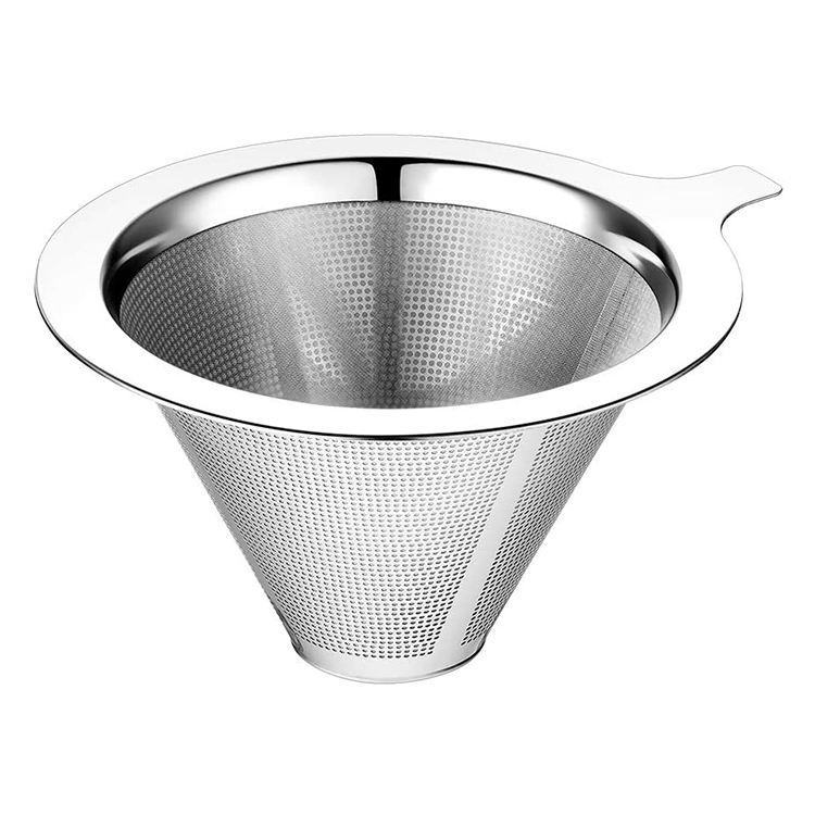 Reusable Coffee Filter Drip Strainer Coffee Dripper Stainless Steel Metal Gold Mesh Strainer Cone Coffee Filter