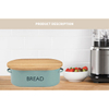 luxury Metal Food container Wood cutting board bamboo Bread Bin with Bamboo Lid